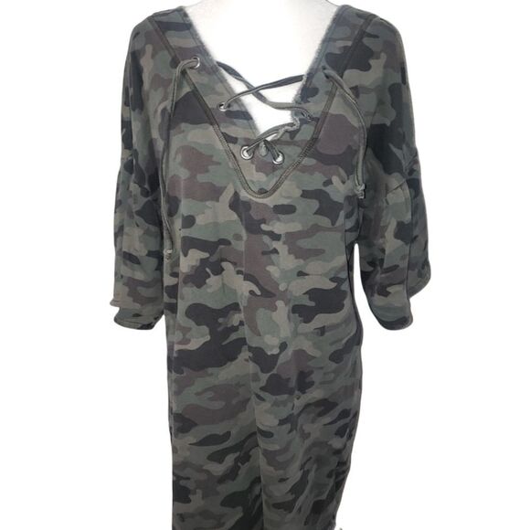 Sanctuary Oversized Camo army print lace up dress Medium - Picture 4 of 8